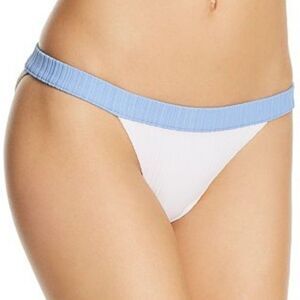 Onia Women's White Leila Ribbed High Cut Bikini Bottoms Size Large New
